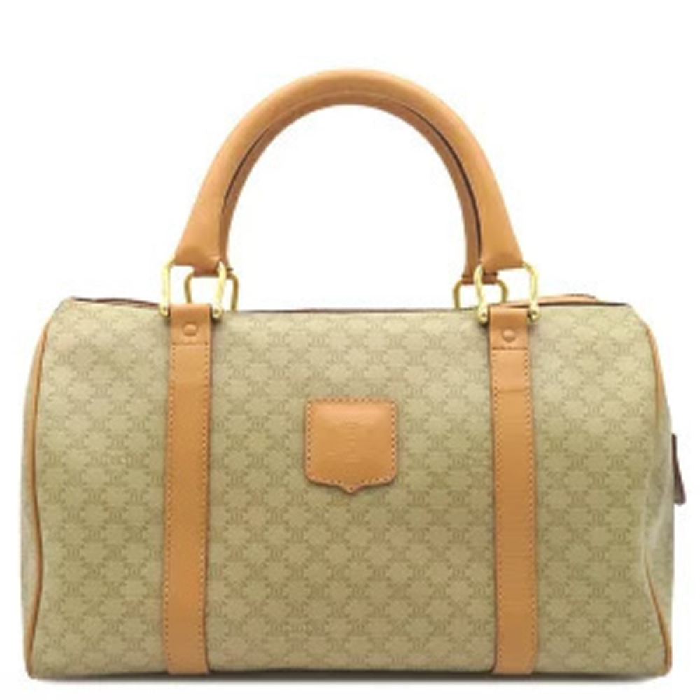 Celine Boston bag Macadam leather beige handbag